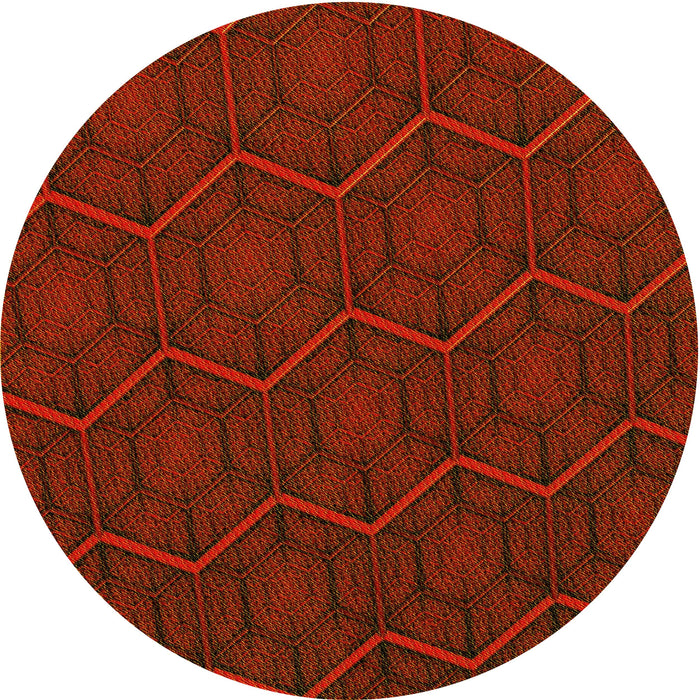 Square Patterned Tomato Red Rug, pat1663yw