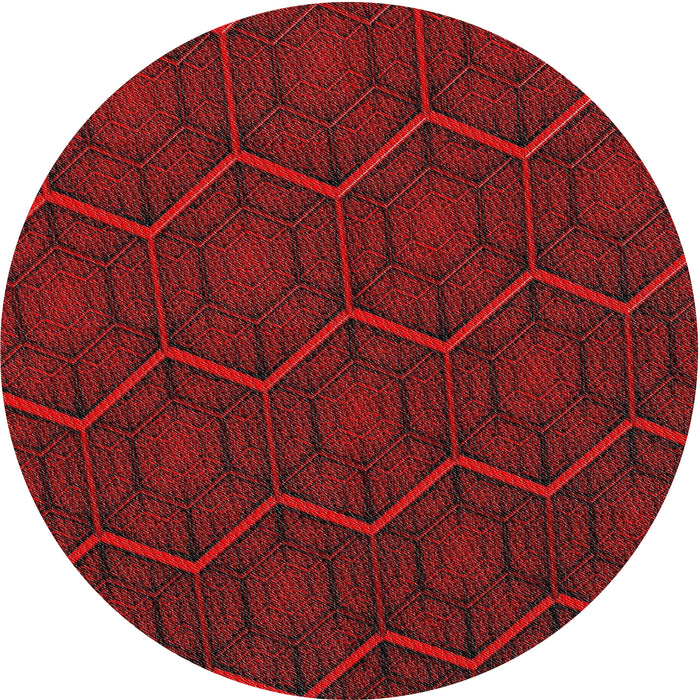 Sideview of Patterned Fire Brick Red Novelty Rug, pat1663