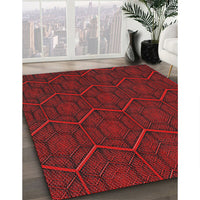 Patterned Fire Brick Red Novelty Rug, pat1663
