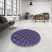 Round Patterned Blue Rug in a Office, pat1664blu