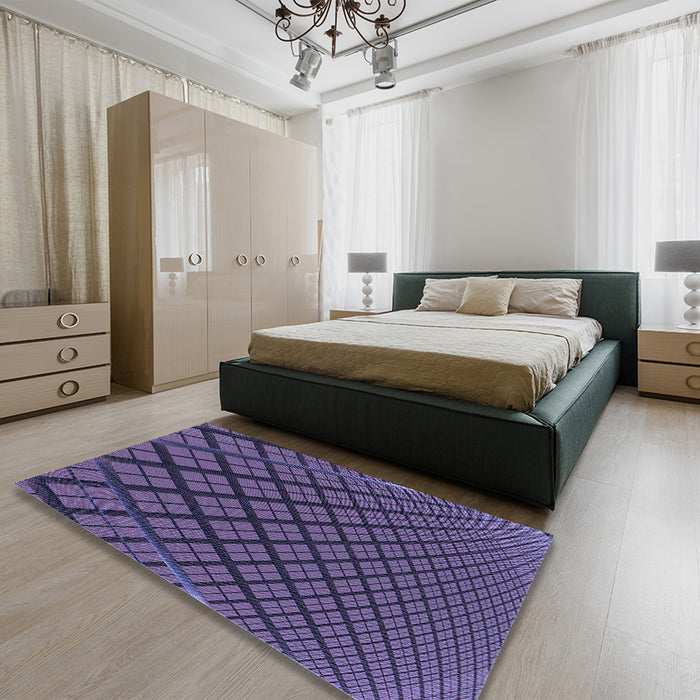Patterned Blue Rug in a Bedroom, pat1664blu