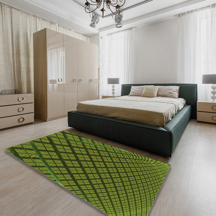 Patterned Dark Forest Green Rug in a Bedroom, pat1664grn