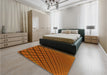 Patterned Orange Red Orange Rug in a Bedroom, pat1664yw