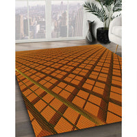 Patterned Orange Red Orange Rug, pat1664yw