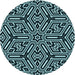 Square Machine Washable Transitional Deep Teal Green Rug in a Living Room, wshpat1665lblu