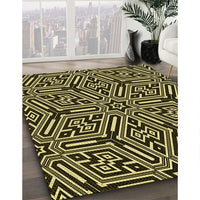 Patterned Metallic Gold Rug, pat1665yw