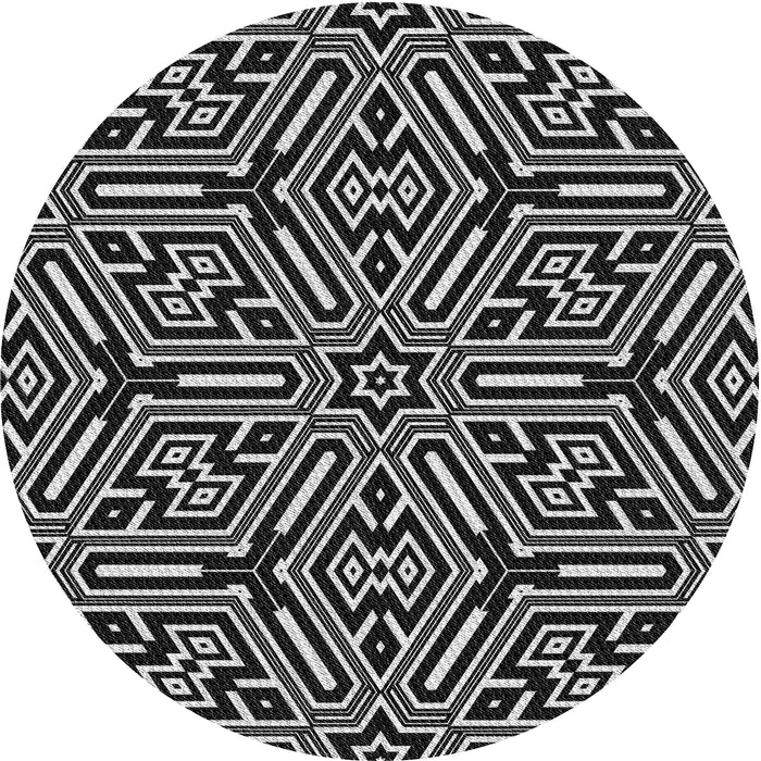 Sideview of Patterned Black Novelty Rug, pat1665