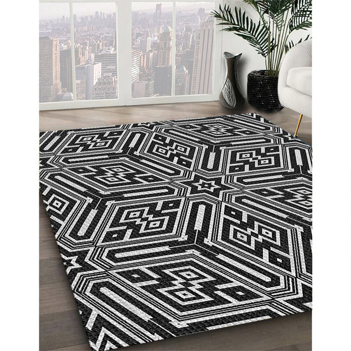 Machine Washable Transitional Black Rug in a Family Room, wshpat1665