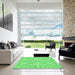 Machine Washable Transitional Neon Green Rug in a Kitchen, wshpat1666grn