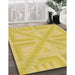 Patterned Bold Yellow Rug in Family Room, pat1666org