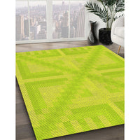 Patterned Pistachio Green Rug, pat1666yw