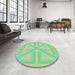 Round Patterned Green Novelty Rug in a Office, pat1666