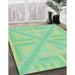 Patterned Green Novelty Rug in Family Room, pat1666