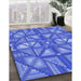 Patterned Sky Blue Rug in Family Room, pat1667blu