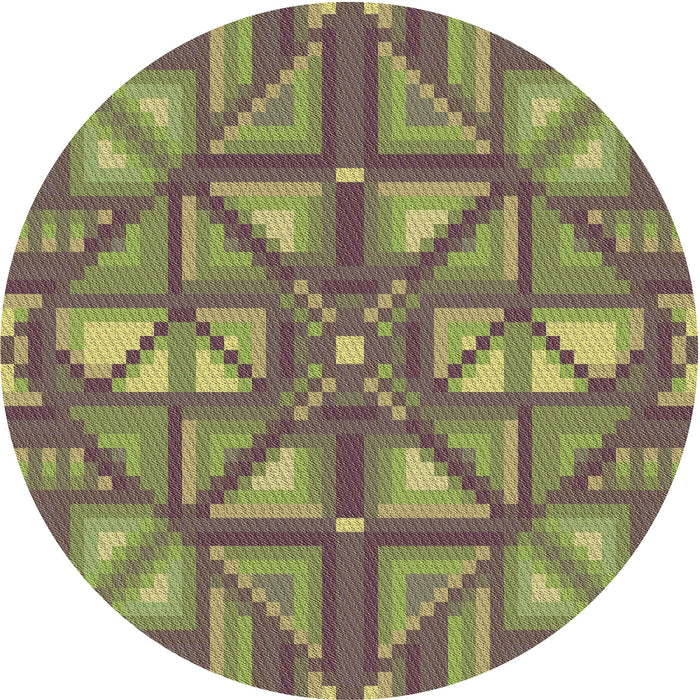 Square Patterned Green Rug, pat1667brn