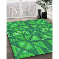 Patterned Neon Green Rug, pat1667grn