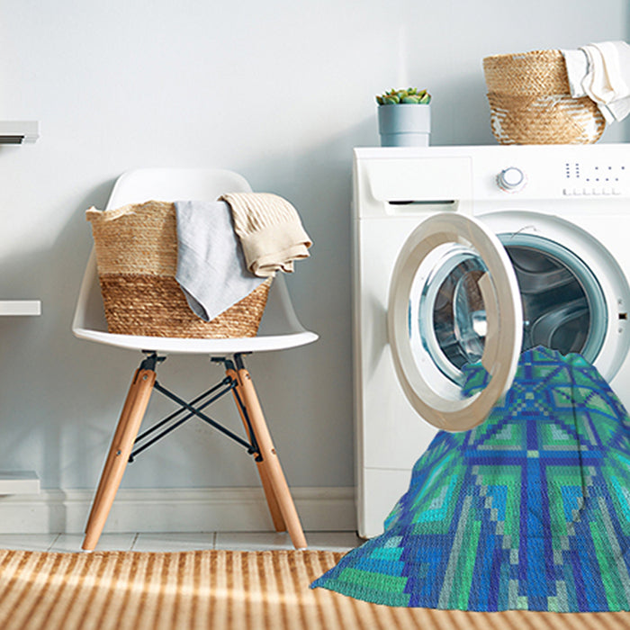 Machine Washable Transitional Turquoise Green Rug in a Washing Machine, wshpat1667
