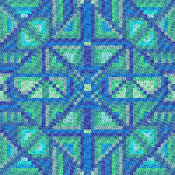 Square Patterned Turquoise Green Novelty Rug, pat1667