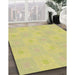 Patterned Bold Yellow Rug in Family Room, pat1668brn