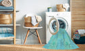 Machine Washable Transitional Bright Turquoise Blue Rug in a Washing Machine, wshpat1668lblu