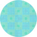 Square Patterned Bright Turquoise Blue Rug, pat1668lblu