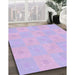 Patterned Blossom Pink Rug in Family Room, pat1668pur