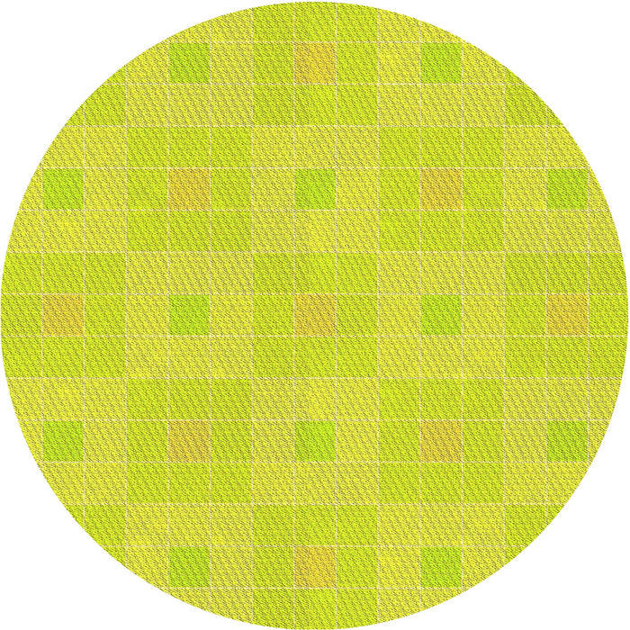 Square Patterned Neon Yellow Green Rug, pat1668yw
