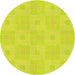 Square Patterned Neon Yellow Green Rug, pat1668yw