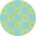 Square Machine Washable Transitional Green Rug, wshpat1668