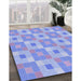 Machine Washable Transitional Light Slate Blue Rug in a Family Room, wshpat1669blu