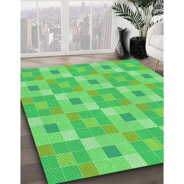 Machine Washable Transitional Neon Green Rug in a Family Room, wshpat1669grn