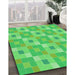 Machine Washable Transitional Neon Green Rug in a Family Room, wshpat1669grn