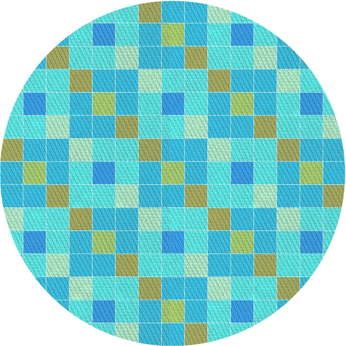 Square Machine Washable Transitional Bright Turquoise Blue Rug in a Living Room, wshpat1669lblu