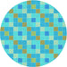 Square Machine Washable Transitional Bright Turquoise Blue Rug in a Living Room, wshpat1669lblu