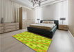 Round Machine Washable Transitional Green Rug in a Office, wshpat1669yw