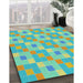 Patterned Green Abstract Machine Washable Rug in a Family Room, wshpat1669