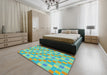 Patterned Green Abstract Machine Washable Rug in a Bedroom, wshpat1669