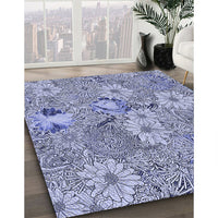 Patterned Deep Periwinkle Purple Rug, pat167blu