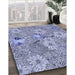 Patterned Deep Periwinkle Purple Rug in Family Room, pat167blu