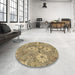 Round Patterned Red Brown Rug in a Office, pat167brn