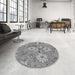 Round Patterned Silver Gray Rug in a Office, pat167gry