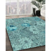 Machine Washable Transitional Greenish Blue Green Rug in a Family Room, wshpat167lblu