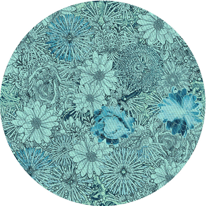 Square Patterned Greenish Blue Green Rug, pat167lblu