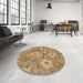 Round Patterned Saddle Brown Rug in a Office, pat167org