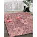 Patterned Pastel Pink Rug in Family Room, pat167rd