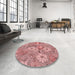 Round Patterned Pastel Pink Rug in a Office, pat167rd