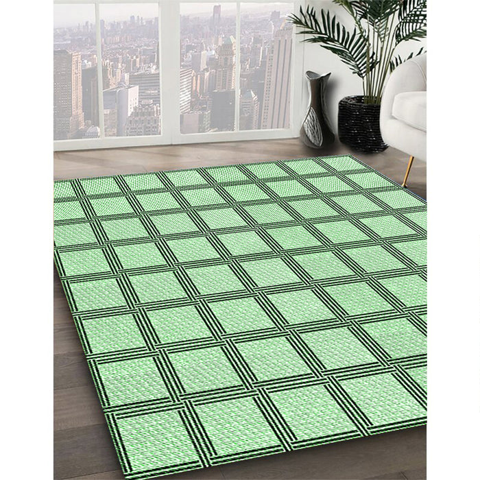 Machine Washable Transitional Mint Green Rug in a Family Room, wshpat1670grn