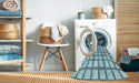 Machine Washable Transitional Deep-Sea Green Rug in a Washing Machine, wshpat1670lblu