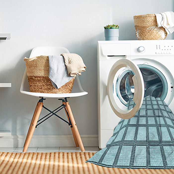 Machine Washable Transitional Deep-Sea Green Rug in a Washing Machine, wshpat1670lblu