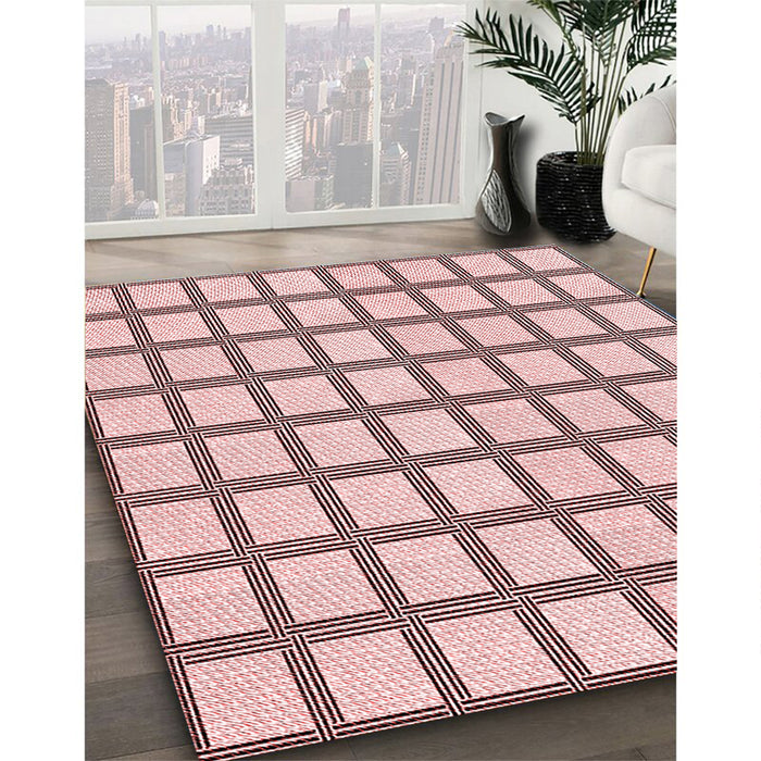 Machine Washable Transitional Light Rose Pink Rug in a Family Room, wshpat1670rd